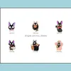 PinsBroches Bijoux Chat Noir Jiji Épingles En Émail Dessin Animé Film Broches Personnalisé Animal Badge Pour Sac Chapeau Vêtements Épinglette Collier Jewe Dhtnm