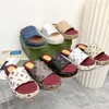 2022 Women Designer Sandals Platform Slide Sandal Beach Slippers Classic Sandals Multicolor Canvas Linen Fabric Printing Slipper Outdoor Party With Box 298