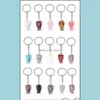 Key Rings Jewelry Natural Stone Angel Sier Color Healing Pink Crystal Car Decor Keyholder Keychains For Women Yydhhome Dro Dhffd