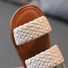 Retro Weave Girl Sandal Summer Fashion Barn Sandaler Soft Sules Beach Breattable Roman Baby Kids Flat Shoes 220607