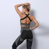 Bezszwowe kobiety joga siłowni sportowe garnitury fitness trening do biegania odzież odzież sportowa z długim rękawem Crop Top Legginsy Bra Athletic Set 220330