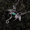 Pendant Necklaces Personality Fashion Gothic Inlaid Emerald Dark Angel Devil Wing Niche Hip Hop Men's Metal Necklace Party Gift JewelryP