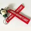 Remove Before Flight Luggage Tag Label key Embroidered Nice Canvas Specile Keychains Luggage Tags red in opp bag SY222