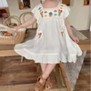 Girl039s Dresses Toddler Kids Baby Girls Clothes Summer Linen Short Sleeve Embroidery Flower Pattern Princess Dress Casual Beac2728587