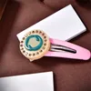 Fashion Ladies Hairpin Pink Designer D Hairpin Letter Alloy French Retro Hair Jewelry Gifts For Women