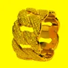 Anneaux de cluster Taille 9 10 2022 Arrive Design Gold Rempli Real Micro Pave Bling CZ Cubain Link Chaîne Unique Hip Hop Mens RingCluster
