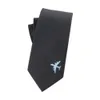 Fashion 8cm Air Plane Pattern Necktie Solid Black Business Handsome Cool Ties For Men Aircraft Style Vestidos Cravate