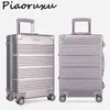 Aluminum Magnesium Alloy Rolling Luggage Spinner Suitcase Wheels Men Trolley Women Travel Bag On Wheel Cabin White J220707
