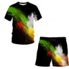 Summer 3D Printed Splash tie dyeing men's suit pattern T shirt short sleeve casual shorts Streetwear Men clothing 220624