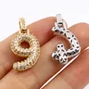 Pendant Necklaces Number 0-9 Charms Copper Micro Pave For Jewelry Making Gold Color Clear Rhinestone Necklace 1PC