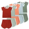 Été nouveau-né bébé garçons filles vêtements ensembles coton coton solide à manches courtes t-shirts à col o de shorts 2pcs