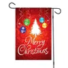 New Merry Christmas Banner MerryChristmas Santa Pattern Garden Sign Linen Material With Iron Flagpole Rectangular Banner 47X32cm