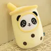 Creative Milk Tea Cup Plush Dolls f￶rvandlas till Panda Doll Plushies Soft Pillow Toys