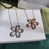 Designer Fashion Four Leaf Clover Sunflower Necklace Sterling Silver Diamond Earrings Brand Necklace and Earring Set With Gift Box Z11014