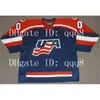 Q888 Vintage 2002 Drużyna USA koszulki 16 Brett Hull 6 Phil Housley 7 Keith Tkichuk 10 John Leclair 24 Chris Chelios Custom Hockey Jersey