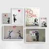 Paintings Abstract Girl Wall Art Canvas Painting Bansky Posters And Prints Black White Pictures For Living Room Decor223P