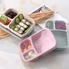 Caja de almuerzo de microondas Paja de trigo Bento con compartimento, Picnic Food Container School, Oficina Bento Box