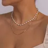 Kedjor ailodo flerskiktspärlhalsband för kvinnor enkelt modeparti bröllop uttalande collier femme minimalistiska smycken gåva.