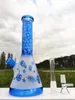 10 inç Üçgen Mavi Ellepant Kafatası Hookah Cam Bong Recycler Borular Su Bongs Duman Boru 14mm Kase