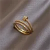 Joyería exquisita, anillo de circonio AAA chapado en oro Real de 14K, elegante para mujer, apertura ajustable, regalo de boda AB253