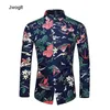 45KG120KG Herbst Neue Männer Blumen Druck Shirts Männer Mode Design Button Up Langarm Shirts 5XL 6XL 7XL 210412