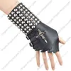 Mäns Punk Wide Rivet Leather Armist Guard Cross Skull Halvhandskar Armband