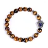 Странды из бисера Hamsa Hand Tiger Eye Lava Браслеты пары мужчины мужчины Женщины Дистанция Белый Черный камень Шарм показ модный