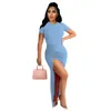 Plus Size S-5xl Womens Rib Knitted Causal Maxi Dresses Pit Strip Fabric Drawstring Short Sleeve Character Dress