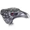 Haute qualité en acier inoxydable aigle oiseaux tête emblèmes bague rétro antique argent noir rouge rubis pierre oeil punk gothique design bijoux pour hommes