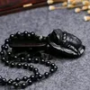 Pendant Necklaces Natural Obsidian Buddha Pendants Necklace Hand Carved Chinese Lucky Amulet Jewelry Energy Healing GiftPendant