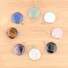 Pendentif Colliers En Gros 3 Pcs Naturel Multifacettes Pierre Collier 26mm Cercle Rond Perles Bijoux Rose Quartz Cristal Agates QBN477Pendan