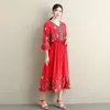夏の民族服刺繍長いチュニック女性ビーチウェアエレガントなドレスコットンリネン通気性カバーローブデプラージュ