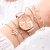 Montres-bracelets 5pcs Set Top Style Mode Montre Femme Luxe Bracelet En Cuir Analogique Quartz Montre-Bracelet Dames Femmes Robe Relogio MujerWrist