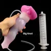 Massageador de brinquedos sexuais Dildo esguicho com xícara de sucção Silicone Nó espesso da plugue anal spray de tubo de tubo de ejaculação Penis G-spot estimular fêmea feminina