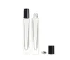 10ml Empty Pen Square Clear Glass Roll on Bottle with gold cap stainless steel roller ball for Essential oil Perfume SN6470