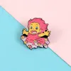 Bonito pequeno dos desenhos animados menina bonita engraçado esmalte broches pinos para mulheres crianças demin camisa decoração broche pino de metal kawaii emblema moda j1331095