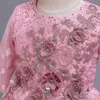 Robes de fille 2022 été à manches longues fleur fille robe élégante enfants pour les filles fête et mariage demoiselle d'honneur princesse 10 12 ans