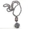 Collane con ciondolo Gioielli con perline di moda Perline di pietra Croce lunga annodata per le donneCiondolo Sidn22