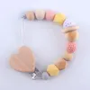 Baby Silicone Pacifier Clip Chain Wooden Clips Holder Teething Soother Nipple Teether