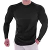 Automne Casual T-shirt à manches longues Hommes Gym Fitness Bodybuilding Entraînement Skinny T-shirt Mâle Solid Tops Sport Mode Vêtements T220808