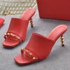 Summer High Heel Slippers Ladies Sandals Casual Fashion Open Toe Metal Buckle Designer Beach Ribs Women039s Heel8371747