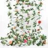 Decorative Flowers & Wreaths 220cm Rose Artificial Lvy Vines Green Leaves Garland Wedding Christmas Decorations Home Garden Arch DIY Fake Pl