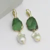 Natural Green Fluorite Rough Raw Real White Keshi Pearl Necklace Earrings Sets Handmade For Lady Gifts7026710