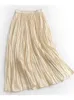 Spódnice kobiety plisowane spódnica 2022 Summer Casual Solid A Line Linia wysokiej talii Koreańska Koreańska Koreańska Midi Long Spirtskirts