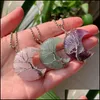 Arti e mestieri Luna Crescente Wire Wrap Albero Pietra curativa naturale Ciondolo in cristallo Quarzo Pendolo Opale Ametista Rosa Cryst Sports2010 Dhxc4