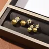 Metal Glossy Gold Silver Ball Stud Earrings Minimalist Style Simple Versatile Fashion Gift Accessories