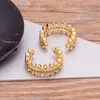 Clip-on & Screw Back Fashion Women Girls CZ Gold Color Earrings Cubic Zirconia Ear Cuff Trendy Clip Hip Hop Punk Style Crystal Jewelry Party