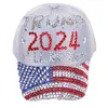 Trump Beyzbol Kapağı Erkekler için Pamuk Snapback Hat Unisex Rhinestone Bling America Hip Hop Kapakları Gorras Casquette6880785