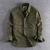 Chemises à manches longues en coton pour hommes Cardigan Chemises décontractées Chemisiers pour hommes M-3XL Tops Army Green Tenue de soirée Chemise Homme Slim Fit Camisa Masculina