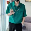 Chemises décontractées pour hommes Hommes d'été à manches courtes Chemise ample Fête sociale Tuxedo Collier Décoration Streetwear Camisas Para